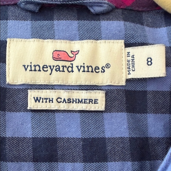 Vineyard Vines Navy Checkered Button-Down Shirt with Cashmere - Picture 4 of 5